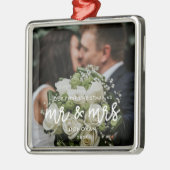 Onze eerste kersttrouwfoto metalen ornament (Links)