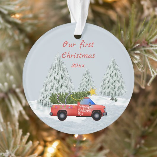 Onze eerste  kersttruck ornament (Boom)