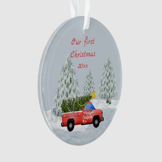 Onze eerste  kersttruck ornament (voorkant)