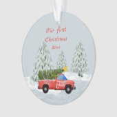Onze eerste  kersttruck ornament (voorkant)