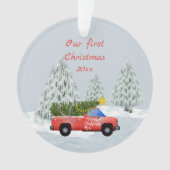 Onze eerste  kersttruck ornament (voorkant)