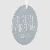 Onze eerste kersttweeling baby's gepersonaliseerde ornament (voorkant)