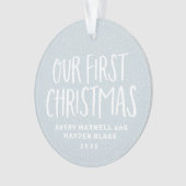 Onze eerste kersttweeling baby's gepersonaliseerde ornament (voorkant)