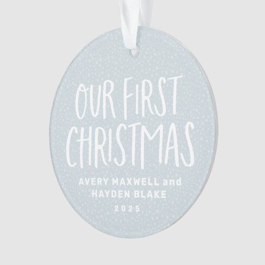 Onze eerste kersttweeling baby's gepersonaliseerde ornament (voorkant)