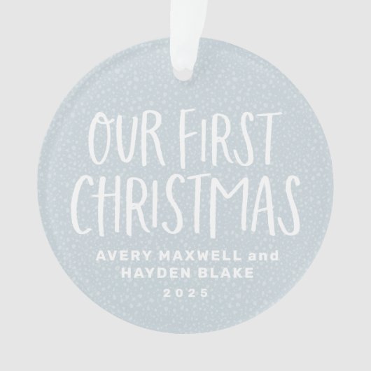 Onze eerste kersttweeling baby's gepersonaliseerde ornament (voorkant)