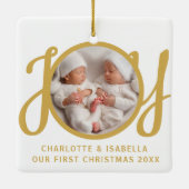 Onze eerste kersttweeling foto Keepsake Keramisch Ornament (Achterkant)