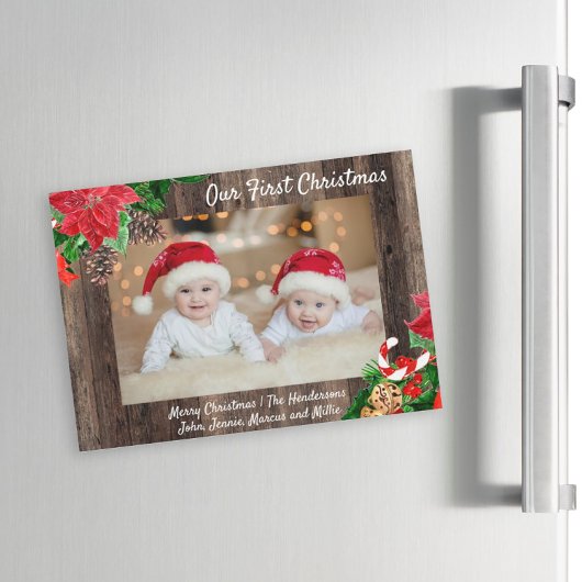 Onze eerste kersttweeling Foto Rustic Wood