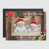 Onze eerste kersttweeling Foto Rustic Wood (Voorkant / Achterkant)