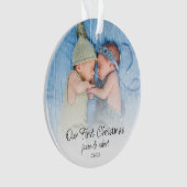 Onze eerste kersttweeling noemt foto-overlay ornament (voorkant)