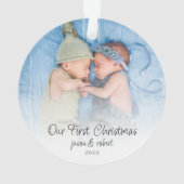 Onze eerste kersttweeling noemt foto-overlay ornament (achterkant)