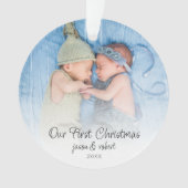 Onze eerste kersttweeling noemt foto-overlay ornament (voorkant)