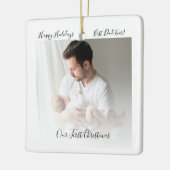 Onze eerste kerstvader en Baby foto Rustic Keramisch Ornament (Links)