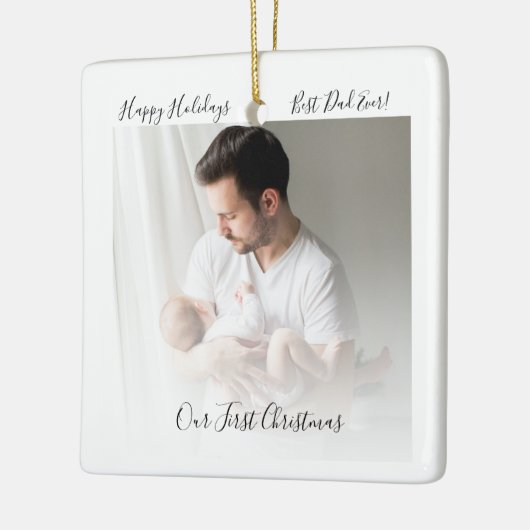 Onze eerste kerstvader en Baby foto Rustic Keramisch Ornament (Links)