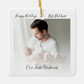 Onze eerste kerstvader en Baby foto Rustic Keramisch Ornament (Voorkant)