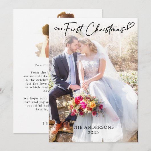 Onze eerste kerstvakantie bruiloft bedankkaart (Voorkant / Achterkant)