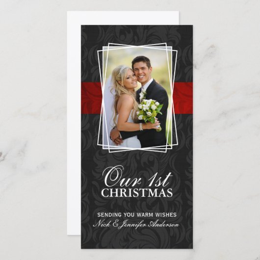 Onze eerste kerstvakantie fotokaarten (4x8) feestdagenkaart (Voorkant / Achterkant)