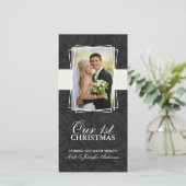 Onze eerste kerstvakantie fotokaarten (4x8) feestdagenkaart (Staand voorkant)