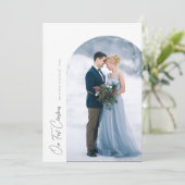 Onze eerste kerstvakantie trouwaankondiging bedankkaart (Staand voorkant)