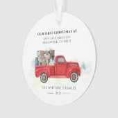 Onze eerste kerstverandering van adres Bewegend Ornament (voorkant)
