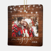 Onze eerste kerstverloofde houtverlichting foto keramisch ornament (Links)