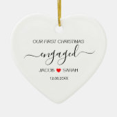 Onze eerste kerstverloofde koppels naam en datum keramisch ornament (Voorkant)