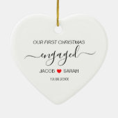 Onze eerste kerstverloofde koppels naam en datum keramisch ornament (Achterkant)