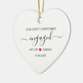 Onze eerste kerstverloofde koppels naam en datum keramisch ornament (Links)