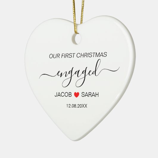 Onze eerste kerstverloofde koppels naam en datum keramisch ornament (Links)