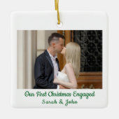 Onze eerste kerstverloofde Verloving foto Keramisch Ornament (Voorkant)
