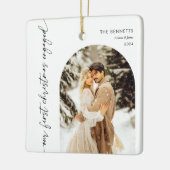 Onze eerste kerstverloofde Verloving foto Keramisch Ornament (Links)