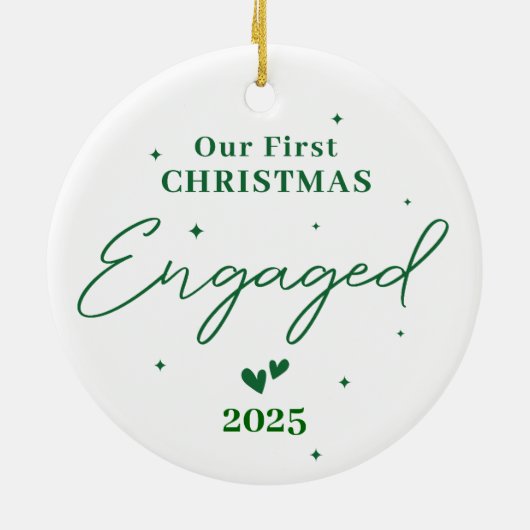 Onze eerste kerstverloving 2025 – gepersonaliseerd keramisch ornament (Achterkant)