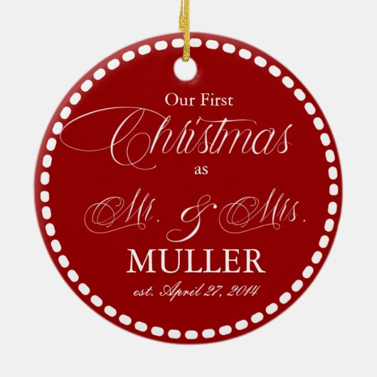 Onze eerste kerstversiering | Feestdagen Keramisch Ornament (Achterkant)