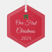 Onze eerste kerstversiering glas ornament (Voorkant)