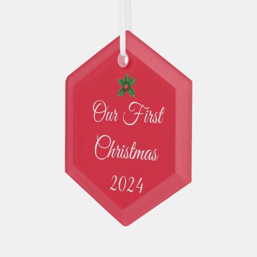 Onze eerste kerstversiering glas ornament (Voorkant links)