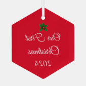 Onze eerste kerstversiering glas ornament (Achterkant)