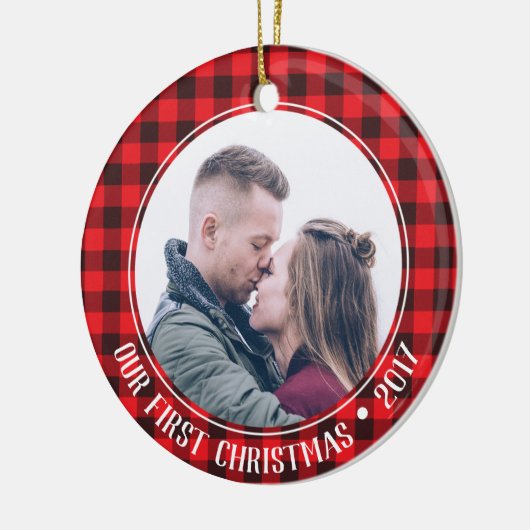 Onze eerste kerstversiering keramisch ornament (Links)