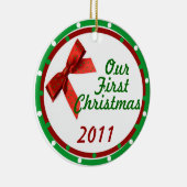 Onze eerste kerstversiering keramisch ornament (Rechts)