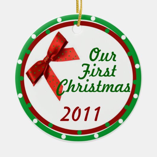 Onze eerste kerstversiering keramisch ornament (Voorkant)