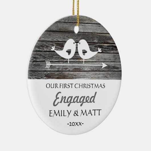 Onze eerste kerstversiering - liefdesvogels - bijt keramisch ornament (Rechts)