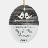 Onze eerste kerstversiering - liefdesvogels - bijt keramisch ornament (Rechts)