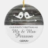 Onze eerste kerstversiering - liefdesvogels - bijt keramisch ornament (Achterkant)