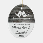 Onze eerste kerstversiering - liefdesvogels - bijt keramisch ornament (Rechts)