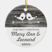 Onze eerste kerstversiering - liefdesvogels - bijt keramisch ornament (Voorkant)