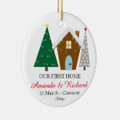 Onze eerste kerstversiering thuis - sneeuwhuis keramisch ornament (Rechts)