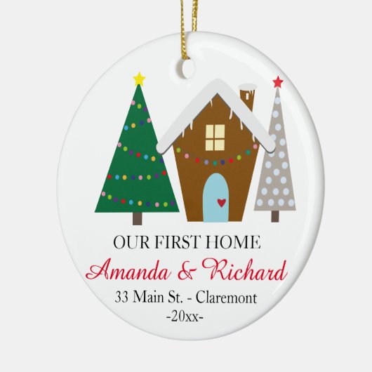 Onze eerste kerstversiering thuis - sneeuwhuis keramisch ornament (Links)