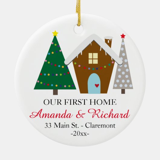 Onze eerste kerstversiering thuis - sneeuwhuis keramisch ornament (Achterkant)