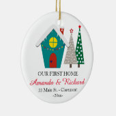Onze eerste kerstversiering thuis - sneeuwhuis keramisch ornament (Rechts)