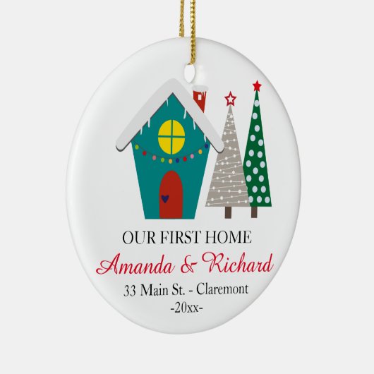 Onze eerste kerstversiering thuis - sneeuwhuis keramisch ornament (Rechts)