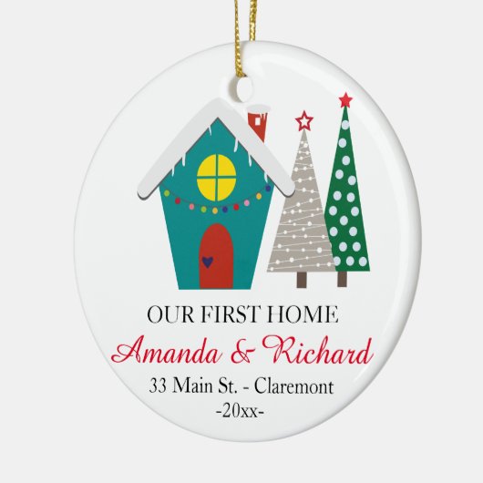 Onze eerste kerstversiering thuis - sneeuwhuis keramisch ornament (Links)