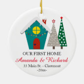 Onze eerste kerstversiering thuis - sneeuwhuis keramisch ornament (Achterkant)